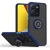 WOBURN Cover per Vivo Y35 / Vivo Y22s / Vivo Y22, TPU Silicone e PC Antiurto Custodia con Girevole Anello, Traslucido Glassato Anti-Impronta Protettiva Case, Blu Reale