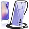 Coiwxmoi Cover per Samsung Galaxy A54 5G con Cordino 6,6,Trasparente Custodia con Laccio Tracolla Corda Catena Cinghia,Ultra Morbido Silicone TPU Antiurto Case per Samsung A54 5G, Nero