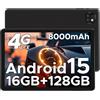 DOOGEE T10W Tablet 10 Pollici, 16GB+128GB(2TB TF) Tablet Android 15, Dual 4G LTE + 5G WiFi Tablets, 8000mAh Batteria,GMS/Widevine L1/Face ID/OTG/ BT5.0/GPS/5MP/3.5mm Jack - Nero