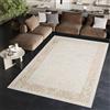 TAPISO Ares Tappeto Pelo Corto Lucido Design Vintage Motivo Retrò Tradizionale Cornice Ornamenti Tonalità Crema Marrone Bianco Salotto Sala Camera Soggiorno OEKO-TEX. 120 x 170 cm