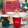G.M. DISTRIBUZIONE 200 Bicchieri d' Acqua in Carta Natalizi 180 ml, Biodegradabili Biocompostabili, Usa e Getta, 4 Colorazioni, Ideale per Casa, Ufficio, Asporto Bevande Calde Natale