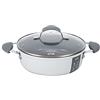Fatto in Casa da Benedetta Tegame Antiaderente (diametro 24 cm) Alluminio 100% riciclabile con Coperchio in Vetro - Adatto anche per Induzione, Non contiene Metalli pesanti (Colore Grigio)