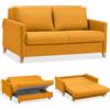 EVERGREENWEB MATERASSI & BEDS EVERGREENWEB - Divano Letto 2 Posti Matrimoniale L165xP110xA90 con Box Contenitore, Struttura Pieghevole Imbottita Tessuto Giallo, Schienale a Doppio Cuscino, Sofà con Chaise Longue Estraibile CALION