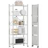 DEANIC Scaffali pieghevoli in metallo, a 5 ripiani, 61 x 147 x 28 cm, mensole angolari da cucina su ruote, mensole per dispensa, libreria per soggiorno, grigio