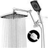 Jcrob Soffione doccia a pioggia ampio con doccetta combinata e braccio di estensione, soffione doccia quadrato ad alta pressione da 30,5 cm, soffione doccia doppio con deviatore a 3 vie, altezza/angolo