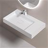 doporro Lavabo Bagno Sospeso 70 cm Rettangolare in Resina Bianco Opaco con Vasca Integrata a Sinistra e Piletta Inclusa - Colossum630