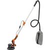 DHQCQL Levigatrice per cartongesso, 750 W, manico pieghevole allungabile a 90°, smerigliatrice da parete con luce LED e 6 carta vetrata, 900-1800 RPM, levigatrice da soffitto per muro a secco (arancione)