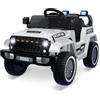 PortoAlegre Auto Macchina Elettrica per Bambini - Jeep elettrica Fuoristrada Adventure 12V con Telecomando 2 Posti - Porte Apribili Doppio Motore Elettrico - Bianco