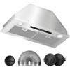 VENFAN - Cappa aspirante da 76,2 cm, 600 CFM 4 velocità incorporate, cappa di ventilazione convertibile senza condotti con controllo gesto/touch, cappa di ventilazione della cucina in acciaio