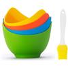 WedFeir 4 tazze in silicone per uova in camicia con spazzola per olio, antiaderenti, per friggitrice ad aria, forno o piano cottura, senza BPA.
