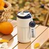 ZMHQLPDZ Tazza da caffè da viaggio a prova di fuoriuscite, 400ml, tazza da caffè intelligente isolata da asportare, riutilizzabile con coperchio sigillato, tazze da viaggio sottovuoto in acciaio (Blu)