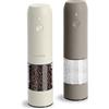 TLYSXPRO Macina Sale e Pepe Elettrico Set da 2, Ricaricabile USB-C, Macinapepe Elettrico con Grana Regolabile, Luce LED, Spazzola di Pulizia, Accessori Cucina, Greige&Buttercream