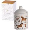 SPOTTED DOG GIFT COMPANY Barattolo da Cucina in Ceramica, Vaso per Alimenti con Coperchio per la Casa e la Cucina, Motivo Cavalli, Regalo Cavallo