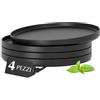 MIAMIO - Set di piatti piani in ceramica per 4 persone/Servizio di piatti in ceramica da 4 pezzi, piatti moderni in gres, lavabili in lavastoviglie - Collezione Luxe (Nero, Piatto piccolo (4x))
