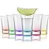 FLOW Barware Set di 6 bicchierini da shot colorati con base pesante, bicchieri da shot da 50 ml, set di bicchieri colorati impilabili per vodka, tequila, whisky, multicolore