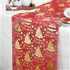 Yeahshion Runner da Tavolo Natalizio Rosso 28 cm x 10 m, Runner da Tavolo in Tessuto Rosso e Oro Metallizzato con Fiocco di Neve e Albero di Natale per Decorazioni, Confezioni