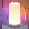 ROOTRO Lampada da comodino a LED touch dimmerabile, [design elegante e modalità RGB] 3 livelli di luminosità, lampada da tavolo per camera da letto, luce bianca calda, lampada intelligente colorata