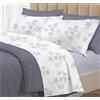 Riad Arredo Set Completo Letto 100% Cotone Percalle Italiano - Set Lenzuola Morbido Delicato Made in Italy (Fiore Grigio, Francese)