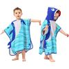LOLANTA Asciugamano Poncho con Cappuccio a Motivo Squalo per Bambini, Microfibra Morbida, Telo Mare Asciugatura Rapida per Spiaggia e Piscina(Squalo, 5-7 Anni, M)