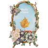 thewense Cornice portafoto ovale da 10 x 15 cm, cornice vintage con vetro ad alta definizione, porta foto decorativo in metallo con design floreale rustico per esposizione da tavolo