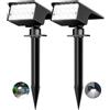 kolpop 2 Pcs/77 LED Faretti Solari LED da Esterno, 3 Modalità IP65 Impermeabile Lampade Solari da Giardino, 800lm 6000K Faretto Solare per Cortile, Patio, Vialetto, Alberi, Piscina (Bianco Freddo)