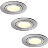HCFEI | Faretto da incasso a LED Argento 5W | 35mm di profondità d'incasso | Ø60mm di diametro del foro | Faretto regolabile per soggiorno, bagno | 230V | IP44 | Bianco neutro 4000K | SET 3
