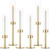 Sziqiqi 6 Pezzi Portacandele Candelabro Oro per Matrimonio - 48/42/36cm Portacandele in Metallo Candeliere Decorativo Candelabro con Vetro per Centrotavola di Nozze Natalizio Tavola Caffè Decorazione