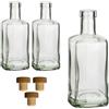 gouveo Set di 3 bottiglie in vetro da 500 ml quadrate da farmacista con tappo in sughero (HGK) - bottiglia da 0,5 l da riempire e regalare - bottiglia vuota per gin, liquore, olio, aceto (AFET500HGK)