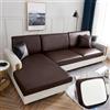 OKJK Copri Cuscini per Divano, Protezione per Divano in Tessuto con Tecnologia in Similpelle Impermeabile, copridivano con penisola per Soggiorno Elastico (Coffee,Normal Size-3)