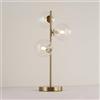 Alpinaluz Lampada da tavolo Belgio con 3 sfere di vetro trasparente Ø12 cm - Base dorata in acciaio, altezza 52 cm - Attacco G9 (x3) - Design moderno decorativo per camera da letto, soggiorno o