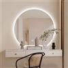 JSLJDM Specchio semicerchio con LED,Specchio da Bagno Moderno,Specchio Bagno Mezzaluna,a induzione del Corpo Umano,con Taglio Sinistro/Destro/Giù,Disappannamento dimmerabile a 3 Colori