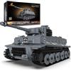 JMBricklayer RC WW2 Military Tiger Tank Building Blocks Set per adulti, 61501 Armatura da guerra Battaglia Carro armato Modello di Veicolo Giocattoli da costruzione con motore e telecomando, RC Tank