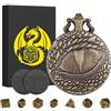 Keller & Weber Mini Set di Dadi DND con Steampunk Occhi di Drago Custodia per Orologio da Tasca, 7 pezzi in Metallo Poliedrico Set di Dadi D&D, Regali di D&D con Scatola Regalo, Accessori per Giochi di Ruolo, Bronzo