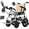 AMITD Sedia a Rotelle Elettrica Pieghevole Leggera 15 kg, 20 km, 400 w, Massima 120 kg, Doppio Comando, Lega di Alluminio, Adatto al Trasporto Aereo, Carrozzine Elettriche per Disabili, Anziani