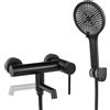 SHANFO Rubinetto per Vasca, Miscelatore Vasca da Bagno con Doccetta, Regolabile Supporto e Tubo Doccia 150cm, Nero, 15Y3OK