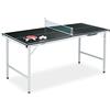 Relaxdays Tavolo da Ping Pong Pieghevole, con Rete, 2 Racchette, 3 Palline, HxLxP: 70 x 70 x 150 cm, Nero