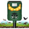 AOOWU Repellente Gatti, Deterrente Per Uccelli, Piccioni Ultrasonico Esterno con Luce LED, 5 Modalità Frequenza Regolabile, Funzionamento Solare e Flash Contro USB, IP44 Impermeabile