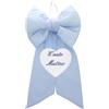 COCCOLE - Fiocco Nascita Bimbo Personalizzato Cuore Azzurro - Fiocco Nascita Bimbo in Tessuto Cotone Piquet - Nastro Personalizzato da Appendere in Casa e Regalare a Mamme e Papà