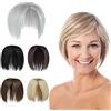 PARXITN Topper per capelli da donna senza frangetta, 3 clip in pezzi di capelli sintetici Toupet Wiglets per capelli scesi grigio argento metallizzato