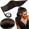 RUNATURE Coda Capelli Extension Veri Castano Scuro 45cm 80g Lisici #2 | Coda Extension Dritto Lisci,Effetto Naturale,Facile Da Applicare,Morbido E Brillante
