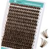 GEMERRY 80D Ciglia Finte Ciuffetti Marrone Ciuffi Ciglia D Curl 10-18mm Naturali Ciuffetti Lashes Extension Ciglia (Marrone-80D, 10-18mm)