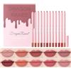 Pure Vie Matitone Labbra, 12pcs Matita Labbra Nude Rosso Matte Matite Labbra Set Rossetto Lunga Durata Waterproof Rossetti Lip Liner Lip Tint Lipstick Trucchi Kit Regalo per Bambini Ragazze Donne