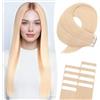 MY-LADY Extension Capelli Veri Biadesivo 10pz Biondo platino 40 cm Extension Biadesive Capelli Veri Umani Lisci 100% Remy Skin Weft Tape In Hair Extensions Invisibile Corti (15g, 1.5g/pz, #60)