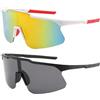 AYNKH 2 occhiali da sole sportivi, da uomo e da donna, occhiali UV400, per mountain bike, bici da corsa, MTB, polarizzati, per bicicletta, parabrezza, occhiali da sci (montatura bianca con pellicola