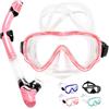 Tyuodna Set da snorkeling per adulti, con boccaglio, maschera da snorkeling, maschera da immersione, anti-appannamento, in vetro temperato, boccaglio asciutto (rosa)