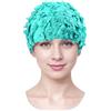 Medifier Cuffia da bagno vintage floreale con petali per donne e ragazze, turbante da nuoto elastico retrò con fiori, strass accenti blu lago