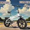 E-Bike 750W Motore 48V13AH Batteria rimovibile Freni idraulici Bici elettrica 20 pollici Fat Tire Pieghevole Pendolarismo Bicicletta elettrica - white