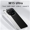H&U&W Smartphone M15 Ultra 7.3 pollici versione globale 22G + 2TB Snapdragon8 gen3 10core Android 15 50 + 108MP 4G/5G cellulare - black