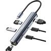dockteck Hub USB C HDMI 4K 60Hz, dockstation 6 in 1, dock Ethernet, MacBook Pro adattatore iPad con LAN RJ45, 2 porte USB-C dati 100W PD, 2 USB 3.0, HDMI, per MacBook Air M1/M2, iPad Pro/Air, Surface Pro
