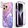 SHEDEER Custodia per iPhone 16 Pro con protezione per fotocamera + pellicola protettiva + paraurti, custodia per iPhone 16 Pro lucida lucida elegante, TPU antiurto a 360 gradi custodia protettiva per
